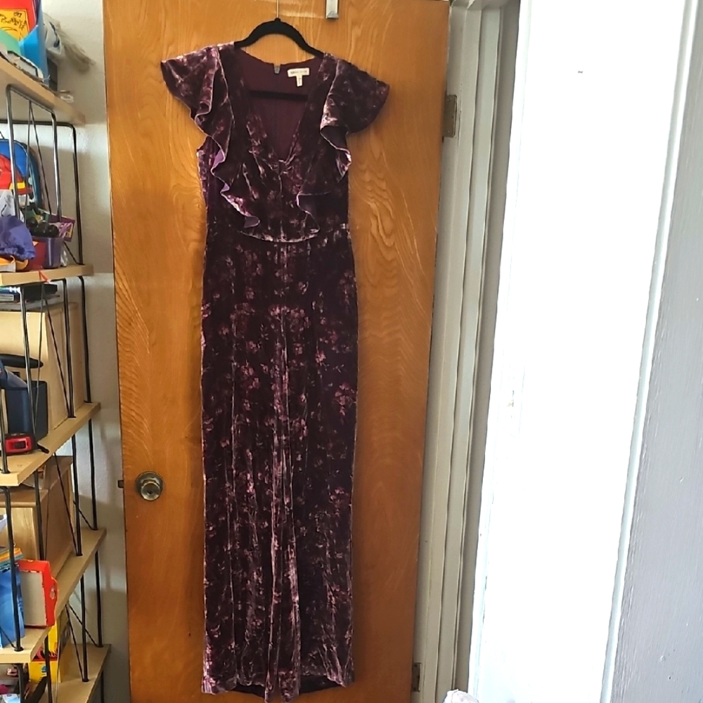 NWOT REBECCA TAYLOR FLORAL VELVET JUMPSUIT - Picture 5 of 10